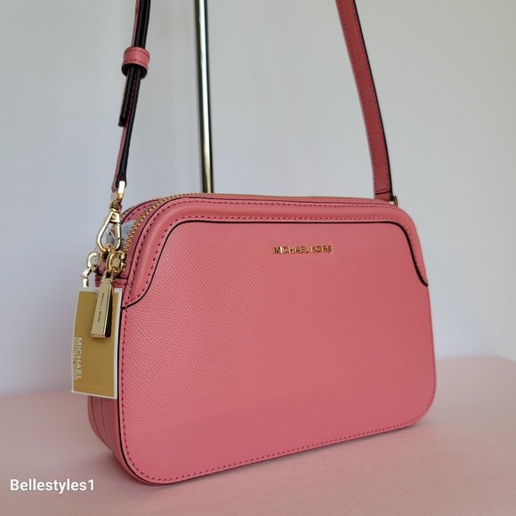 MICHAEL KORS Houston Large Crossgrain Leather Crossbody-Tea Rose color🎈⭐$138. - Picture 2 of 16